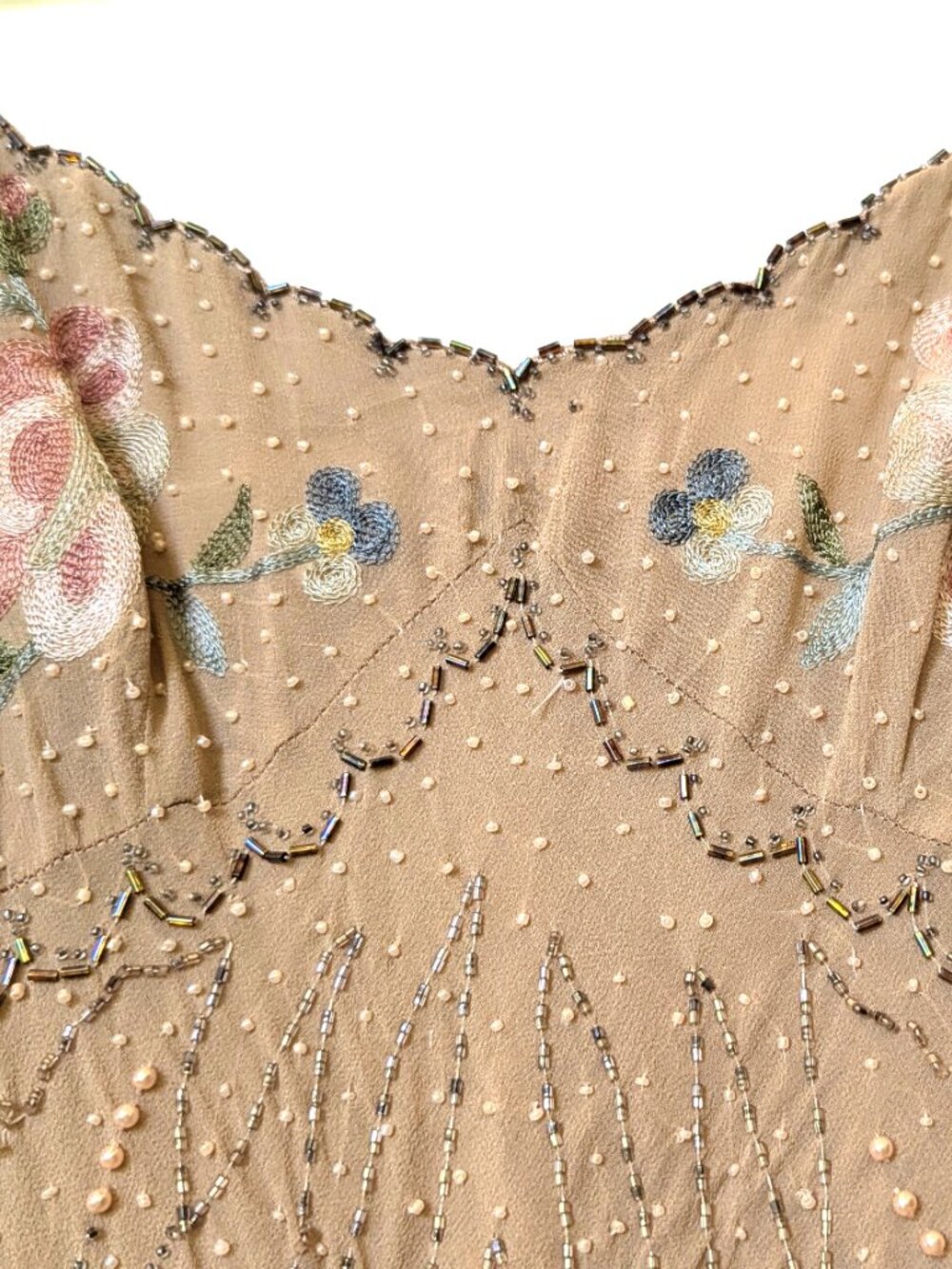 SUE WONG DRESS 8 NEVER WORN BLUSH PEACH MIDI TO TEA LENGTH WITH MATCHING SHAWL - Picture 3 of 13